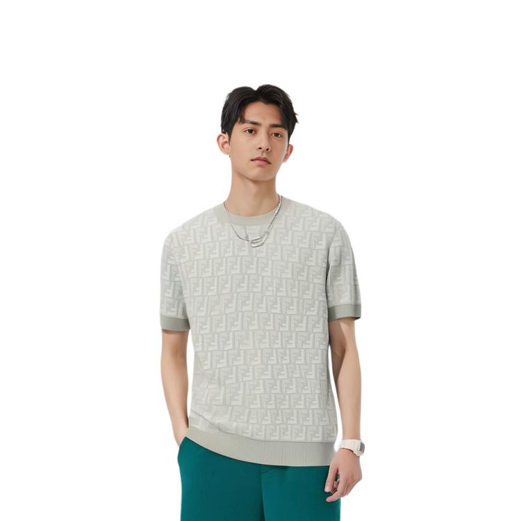 FENDI Shadow-intarsia Knit T-shirt FZY443APJHF0QB9