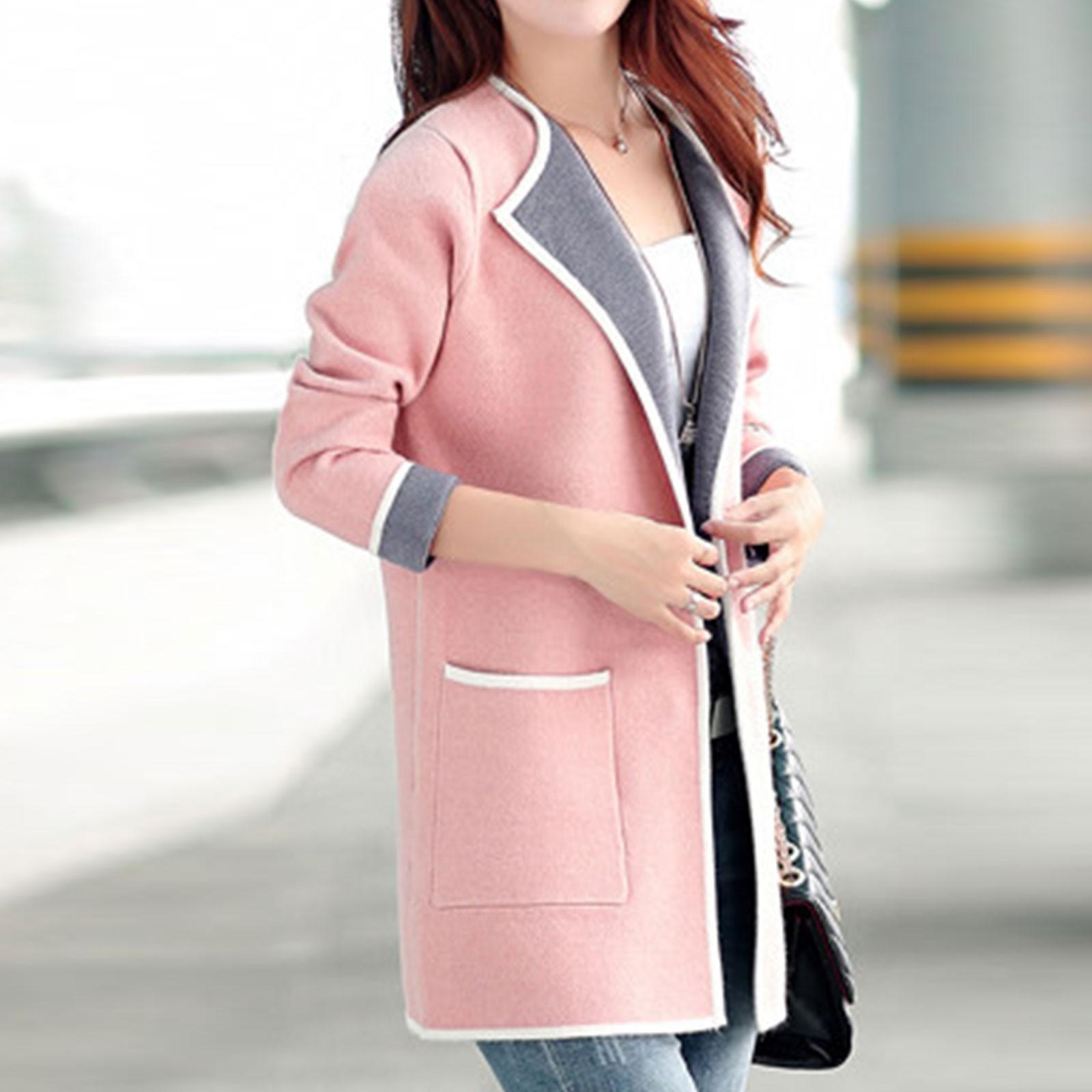 

Женский кардиган средней длины, вязаный свитер с цветными блоками, куртка-свитер XXXXL розовый