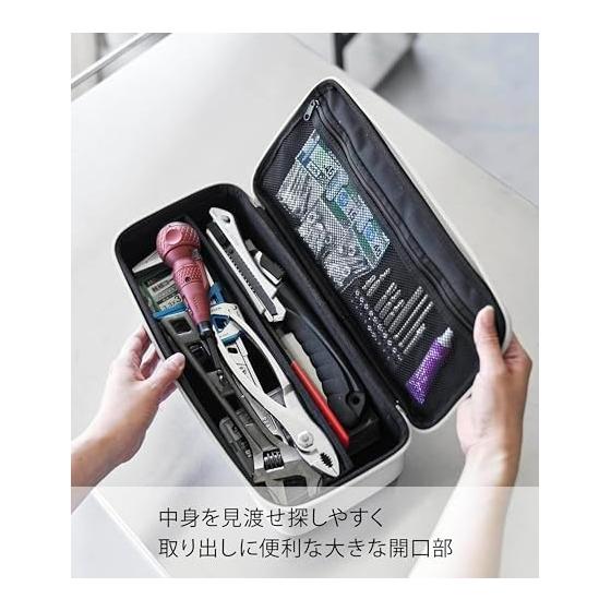 Yamazaki Jitsugyo Tool Bag with Dividers, Light Gray, Body: Approx. W36 x D16 x H11 cm (excluding handle) Tower Tool Box Tool Box Storage Case