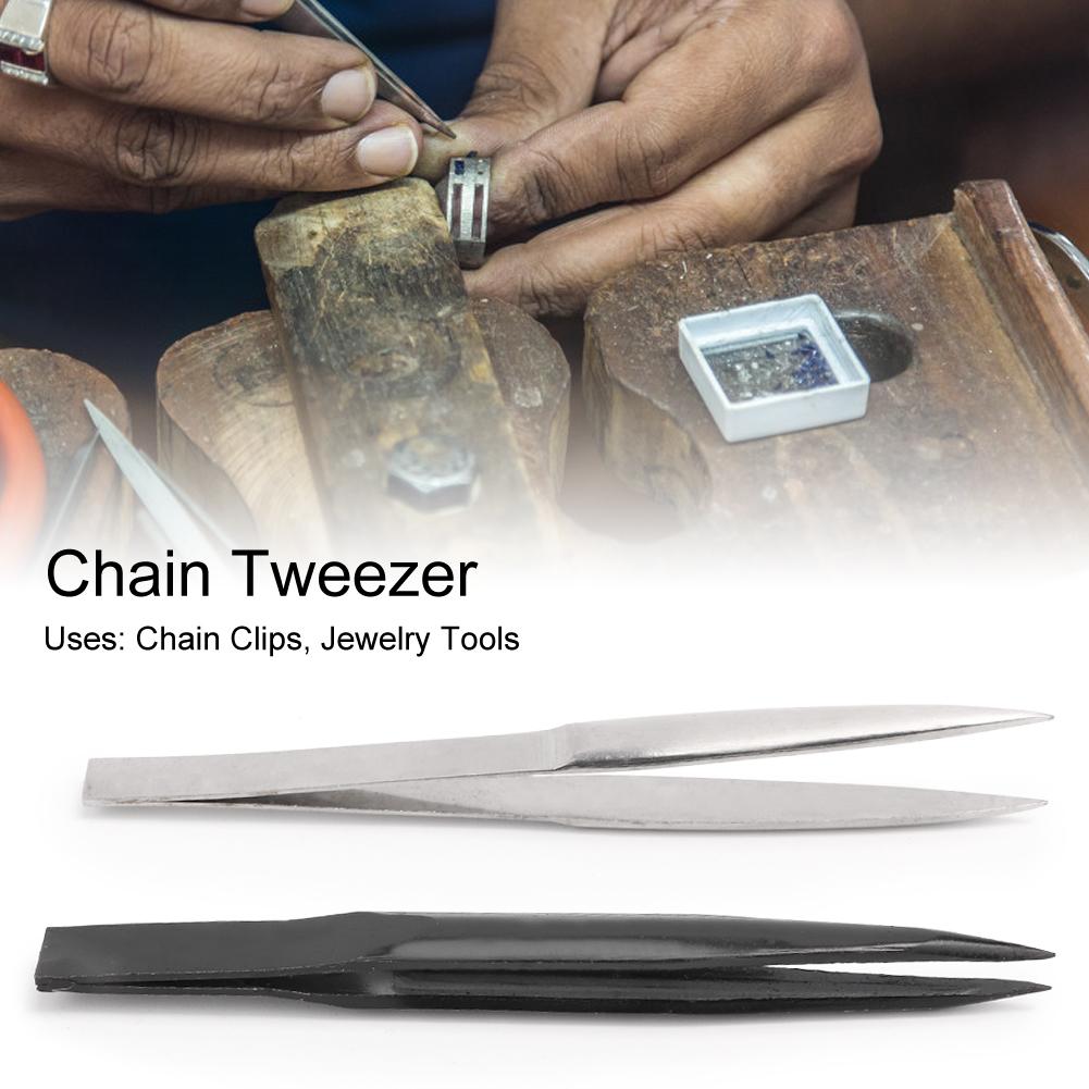 2pcs Thickened Chain Tweezer Hard AA Clip for Jewelry Making Tool