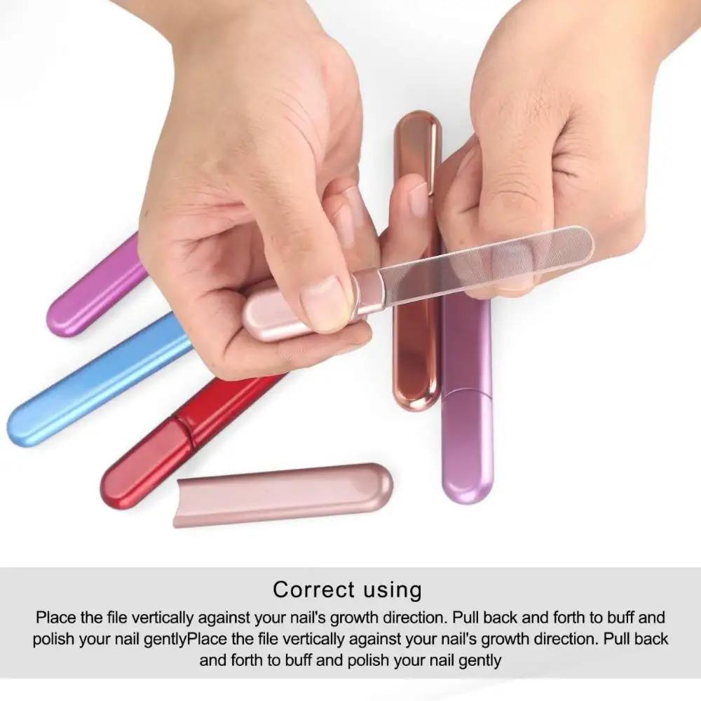 Rose Golden Crystal Glass Nail File Odorless Salon-Grade for Natural Acrylic Nails Durable Manicure Tool Gift Set