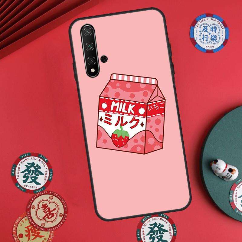 Cute Strawberry Milk Box For Huawei Nova 5T 10 9 SE 7i 8i 11i 12i Y73 Y90 Y70 Y72 Y61 Y91 P60 Pro P30 P40 Lite Case