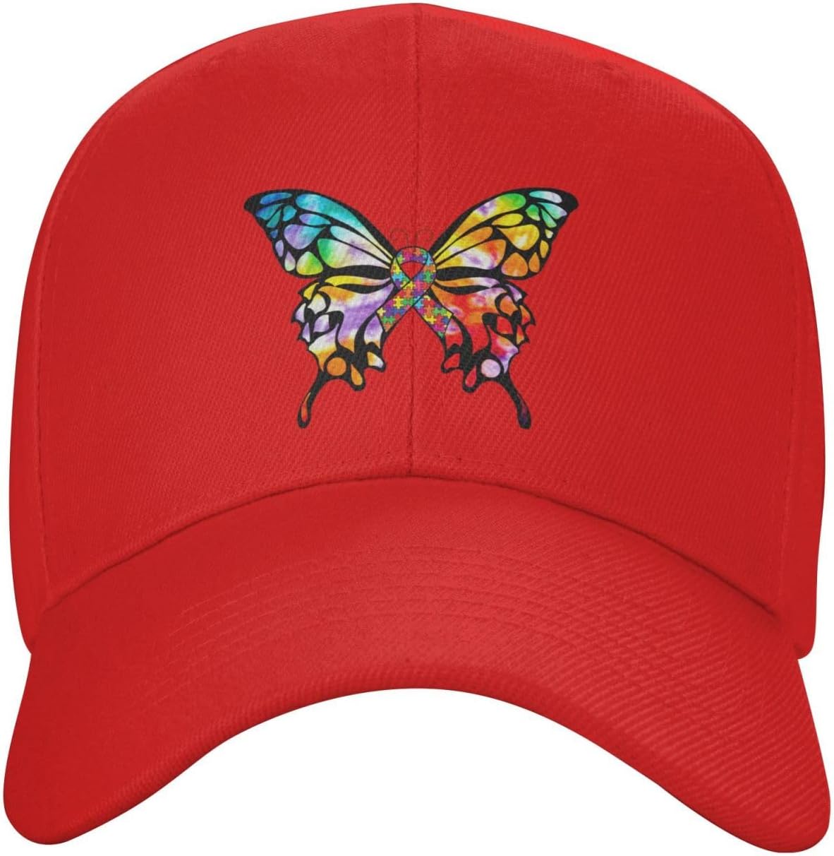 

Colorful Tie Dye Butterfly Autism Awareness Baseball Cap Adjustable Casual Hat One Size