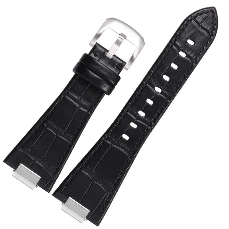 Convex End cowhide Watchband for Tissot 1853 PRX series Strap Belt T137.407 T137.410 Bracelet Wrist Strap Watch Chain 26x12mm