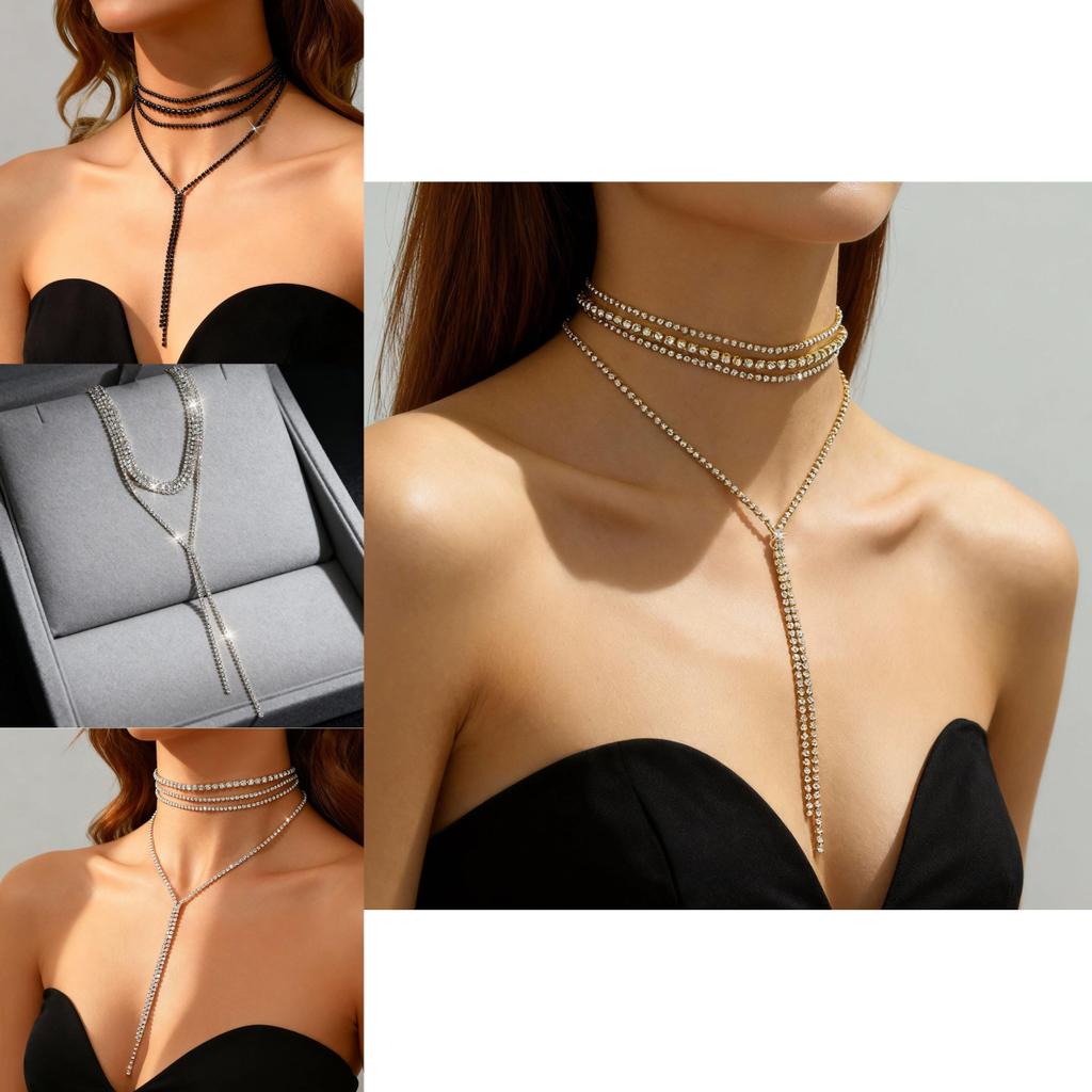 Geometric Pendant Necklace For Women With Sparkling Crystals And Multilayer Design For Fashionable Look