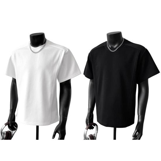 Men Crew Neck T-shirt Set-in Shoulder Solid Color Tee Breathable Loose Fit Casual Stylish Tee Shirt for Daily Life Street Office