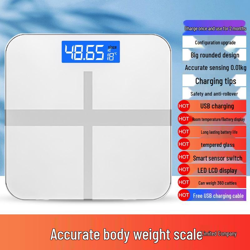 

Bluetooth Розумні Ваги для Вимірювання Жиру та Ваги Тіла - Електронні для Домашнього Використання, Перезаряджувані