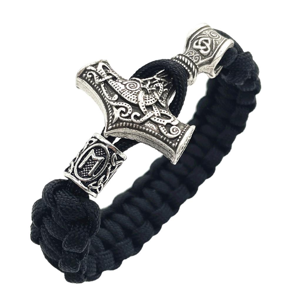 Nostalgia Thor Hammer Viking Bracelet Rune Charms Bead Jewelry For Women Men Norse Vikingo Bangle Dropship