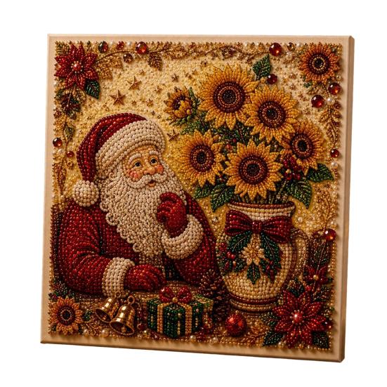 Holiday Art Projects for Families Xmas Faux Pearl Kit, Santa Claus Reindeer Painting DIY Craft Kits Teens Sparkling 3D Festive Wall Kit Adults, Winter