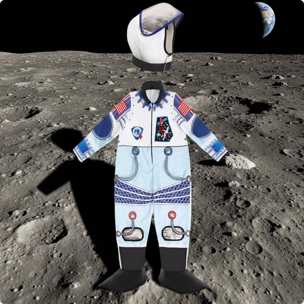 Kids Astronaut Costume Shiny Look Ribbon Streamers Prop Sm Rocket Horizontal