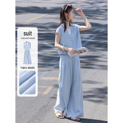 Women's Faux Two-Piece Sleeveless Top & Wide-Leg Pants Set