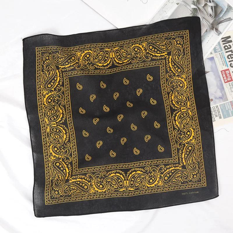 Unisex Hijab Men Women Black Cotton Bandana Hairband Cowboy Biker Sports Headwear Wrist Hairwrap Head Wrap Scarf Paisley Wraps
