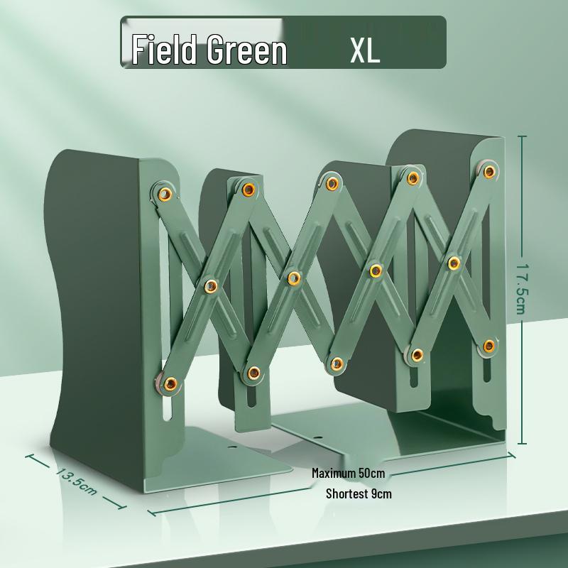 Retractable Bookend with Pen Holder - Foldable Desktop Bookshelf and Divider