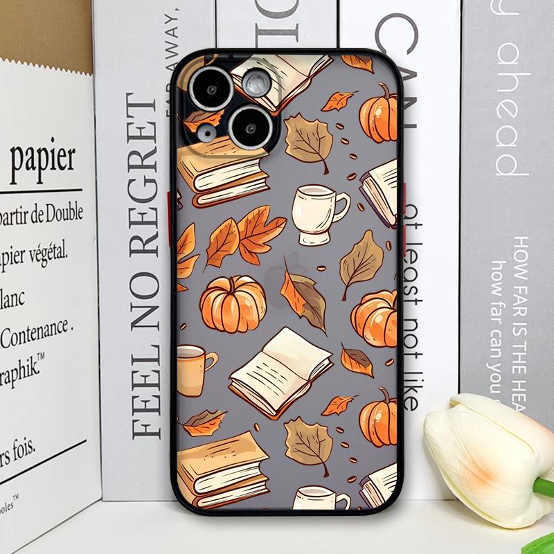 Cartoon Autumn Maple Leaf Pumpkin Coffee Phone Case for Samsung Galaxy S25 Ultra S24 Fe S23 S22 Plus S21FE Shockproof Soft Cover