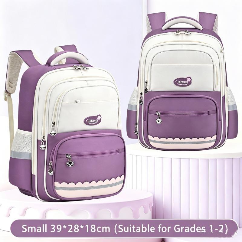 New Contrasting Color Schoolbag for Primary Students Grades 1-6 Multi-layer Large Capacity Girls Backpack Lightweight Wear-resistant Children Book Bag