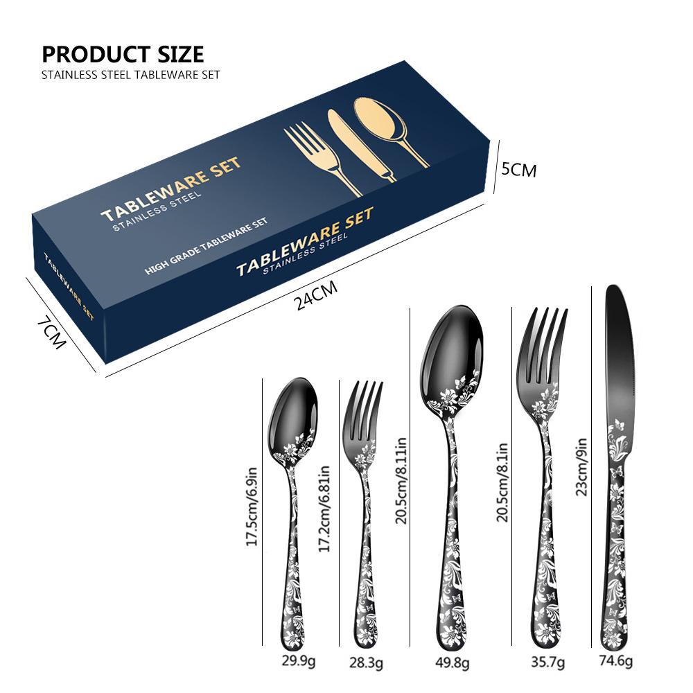 Set Di Posate 20 Pezzi Acciaio Inox 18/10 – Lucidato A Specchio Per 4 Persone – Forchetta, Coltello, Cucchiaino E Cucchiaio