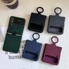 Custodia Anello Portatile in Silicone Opaco Amica della Pelle per Samsung Galaxy Z Flip 4 3 ZFlip4 ZFlip3 Antiurto Colore Solido Copertura Morbida