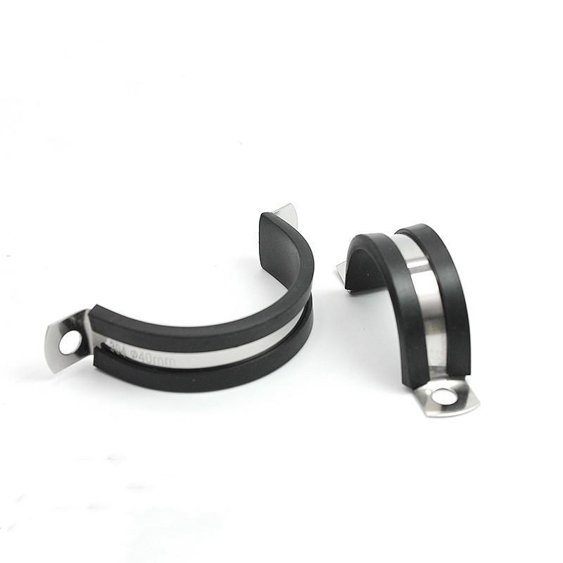 2Pcs 8-50MM 304 Stainless Steel Rubber Lined U Clips Cable Mounting Hose Pipe Clamp Mikalor