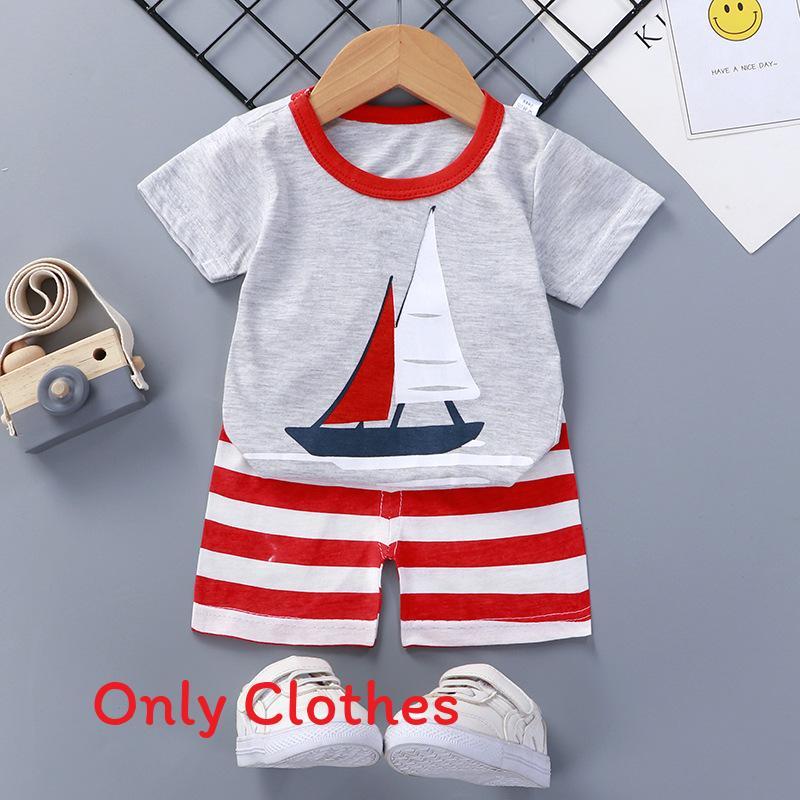 Baby Cartoon T Shirt Shorts Set With Cotton Fabric For Kids Ages 3 To 8