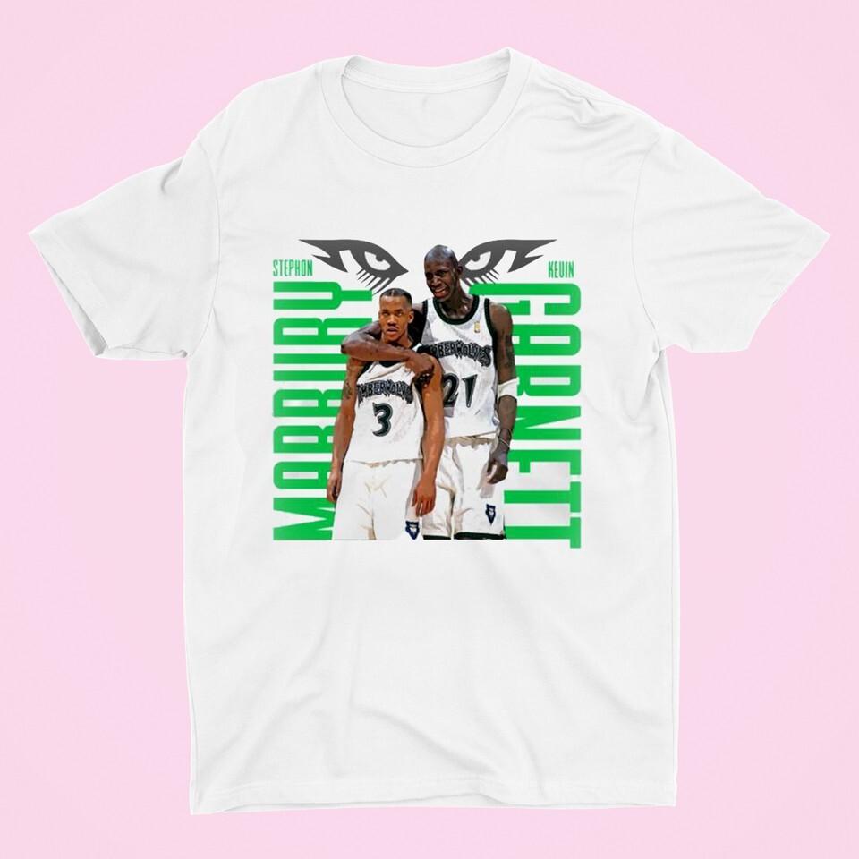 Kevin Garnett Stephon Marbury Tshirt White Tee All Size JJ4224 Unisex T-Shirt XL