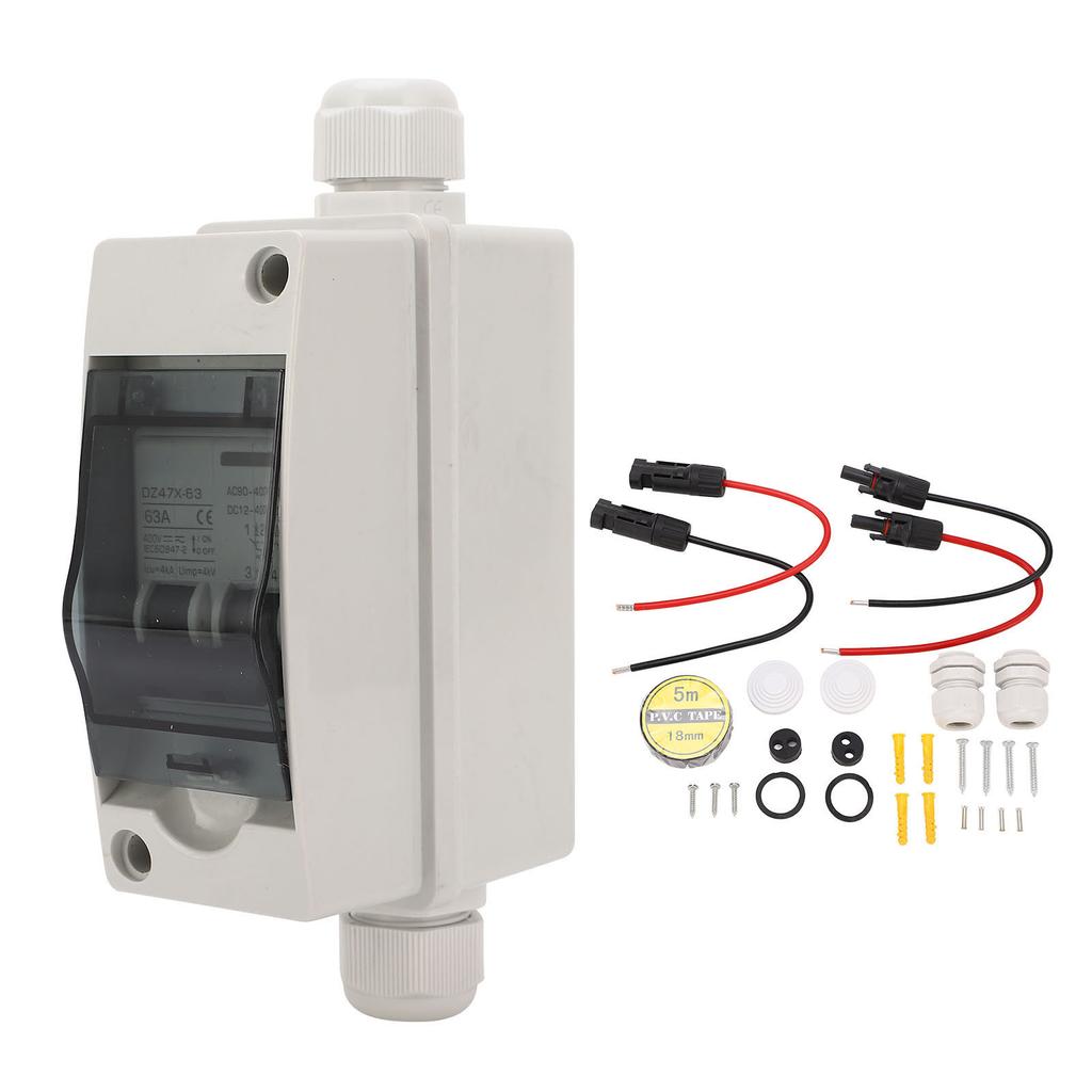 63A PV Circuit Breaker Solar Miniature Circuit Breaker with IP65 Box DC12‑400V AC90‑400V