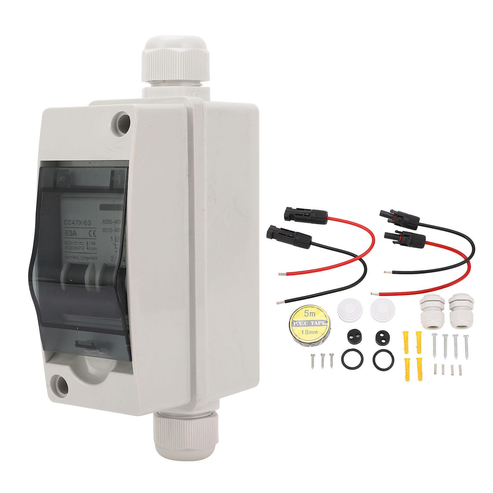 

63A PV Circuit Breaker Solar Miniature Circuit Breaker with IP65 Box DC12‑400V AC90‑400V