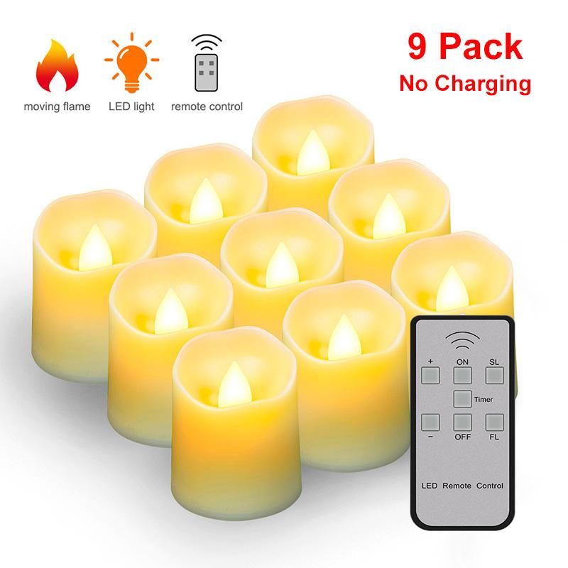 12 Pack Remote Candle LED Lamp LED Flameless Candles Lights Flickering Timer Tea Lights Easter Home Decor Charging or Battery