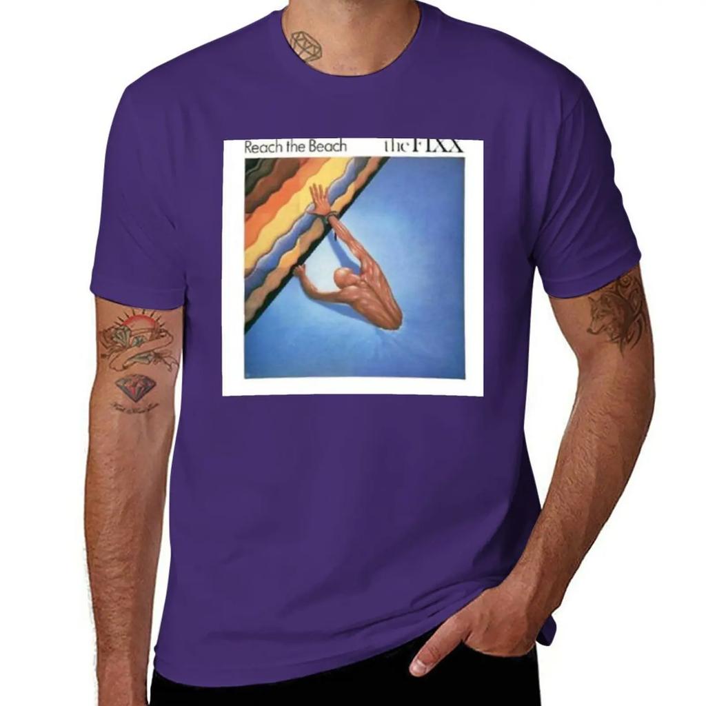 The Fixx's Reach The Beach Album (Multicolored) T-Shirt sweat Short sleeve tee oversized vintage t shirts