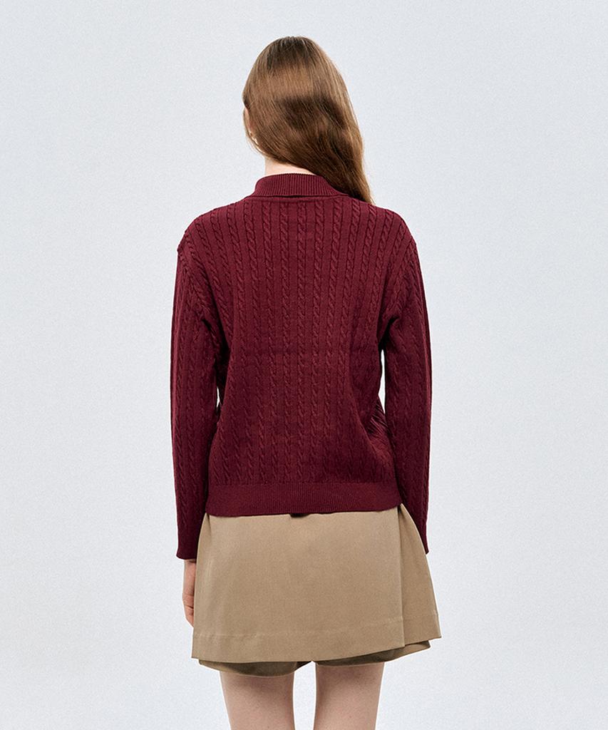 LESONNET Duke Cable Knit Pullover Burgundy