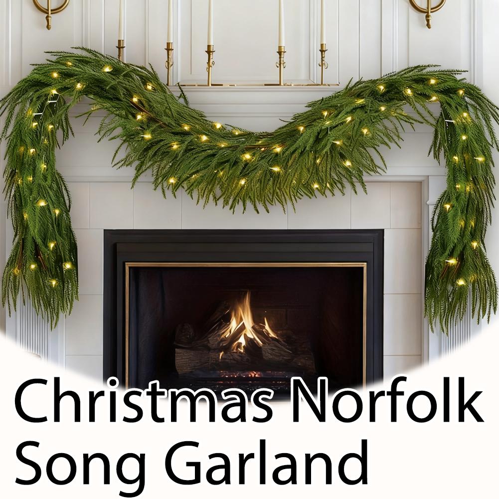 1pc Artificial Norfolk Pine Christmas Wreath Fake Green Garland Front Door Walls Porches Home Decor Xmas Decor Christmas Decor