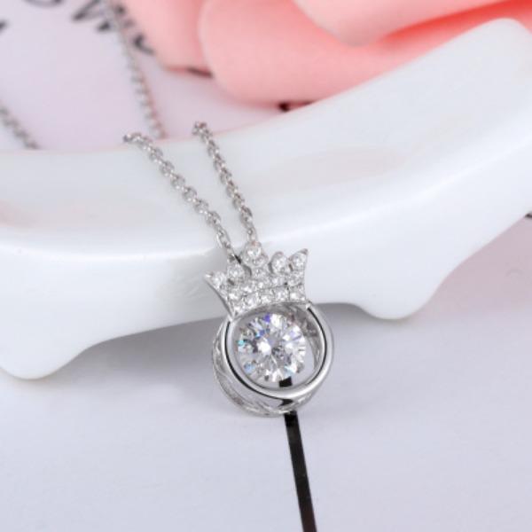 Agile Korean Style Collarbone Chain Fashion Crown Heartbeat Necklace for Women