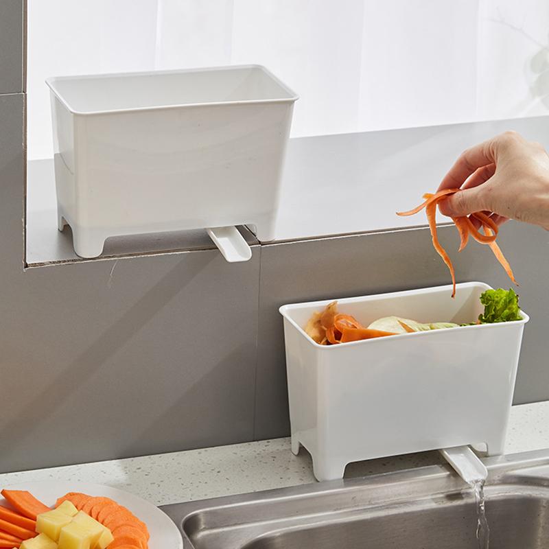 

Drainable Trash Can Household Sink Rice Residue Filter Shelf Basket Washing Vegetable Storage Bucket Kitchen Accessories White