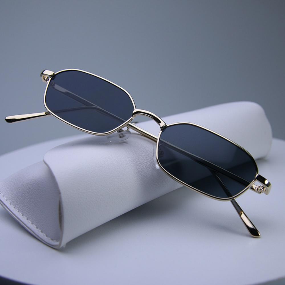 Trendy Rimless Geometric Sunglasses Women Men Small Frame Polygonal Y2k Sun Glasses Retro Gradient Lens Shades Eyewear