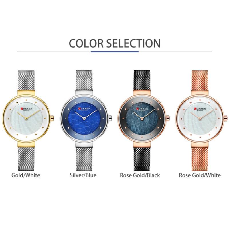 CURREN New Top Ladies Watch Fashion Quartz Simple Watch Girls Thin Mesh Strap Watch