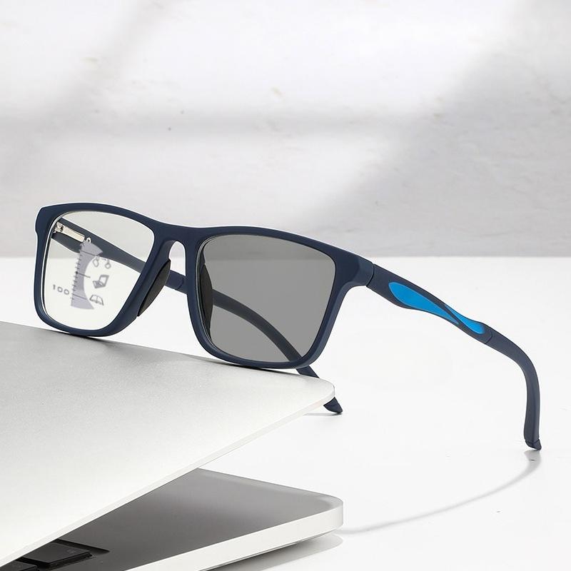 Dual Use Spring Leg Photosensitive Color Changing Multifocal Reading Glasses Anti Blue Light Lightweight