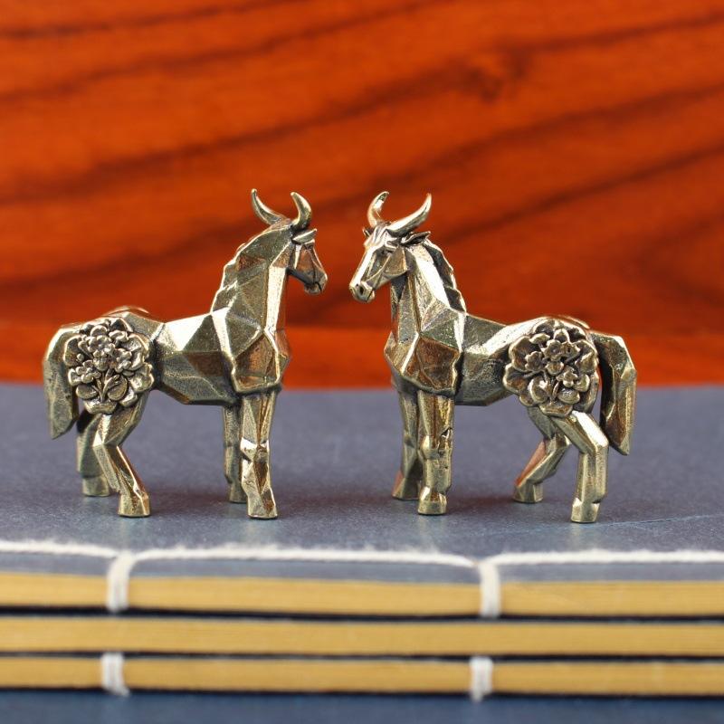 1PC Horse Figure Home Decor Ornament, Zodiac Sign, Horse Brass Statue Ornament Get Rich Immediately, Handicraft, Brass Ornament