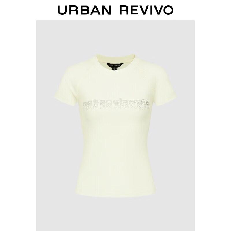 UR2026 Women s Rhinestone Letter Slim Fit T-shirt XL