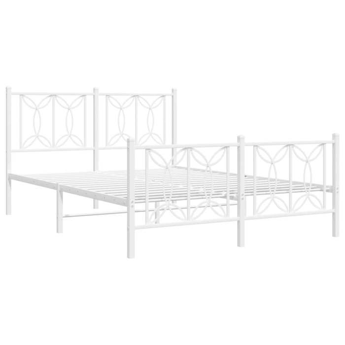 VidaXL Cadre de lit métal sans matelas et pied de lit blanc 140x200 cm 376196