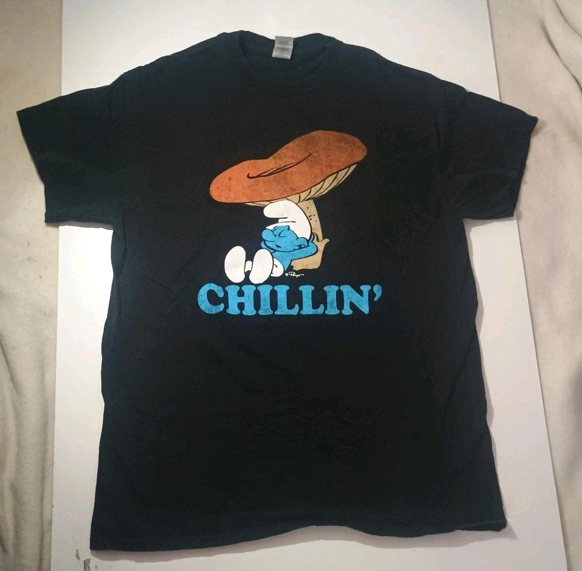 

Smurf Chillin T Shirt Men’s [Medium] Black Graphic Cartoon Tee 3XL