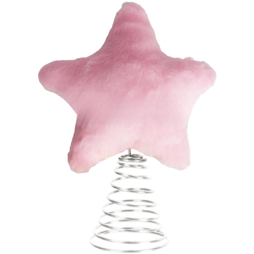 Christmas Decoration Star Tree Finisher with Plush Texture and Sturdy Metal Frame Designed for Tree Tops and Holiday Atmosphere