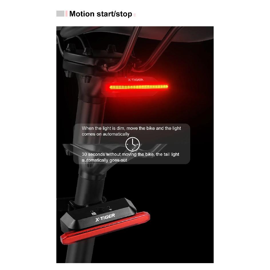 X-TIGER LED Bike Tail Light 6 Mode IPX5 Waterproof Super Bright USB Rechargeable Rear Bike Red Light Warning Bicycle Lights