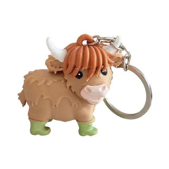 

Брелок Корова Хайлендська 3D-друк Тварина Підвіска на сумку Милі Подарунки з коровою для жінок Аксесуар для рюкзака ковбойки коричневий