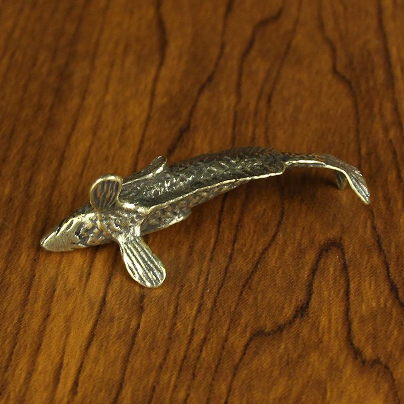 Brass Carp Office Drinking Tea Tea Table Tea Pet Copper Small Ornament Retro Yuyue Longmen Pure Copper Small Ornament