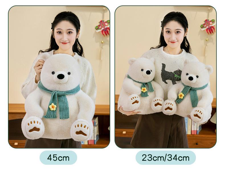 Polar Bear Plush Scarf Companion: Cute Holiday Gift Toy