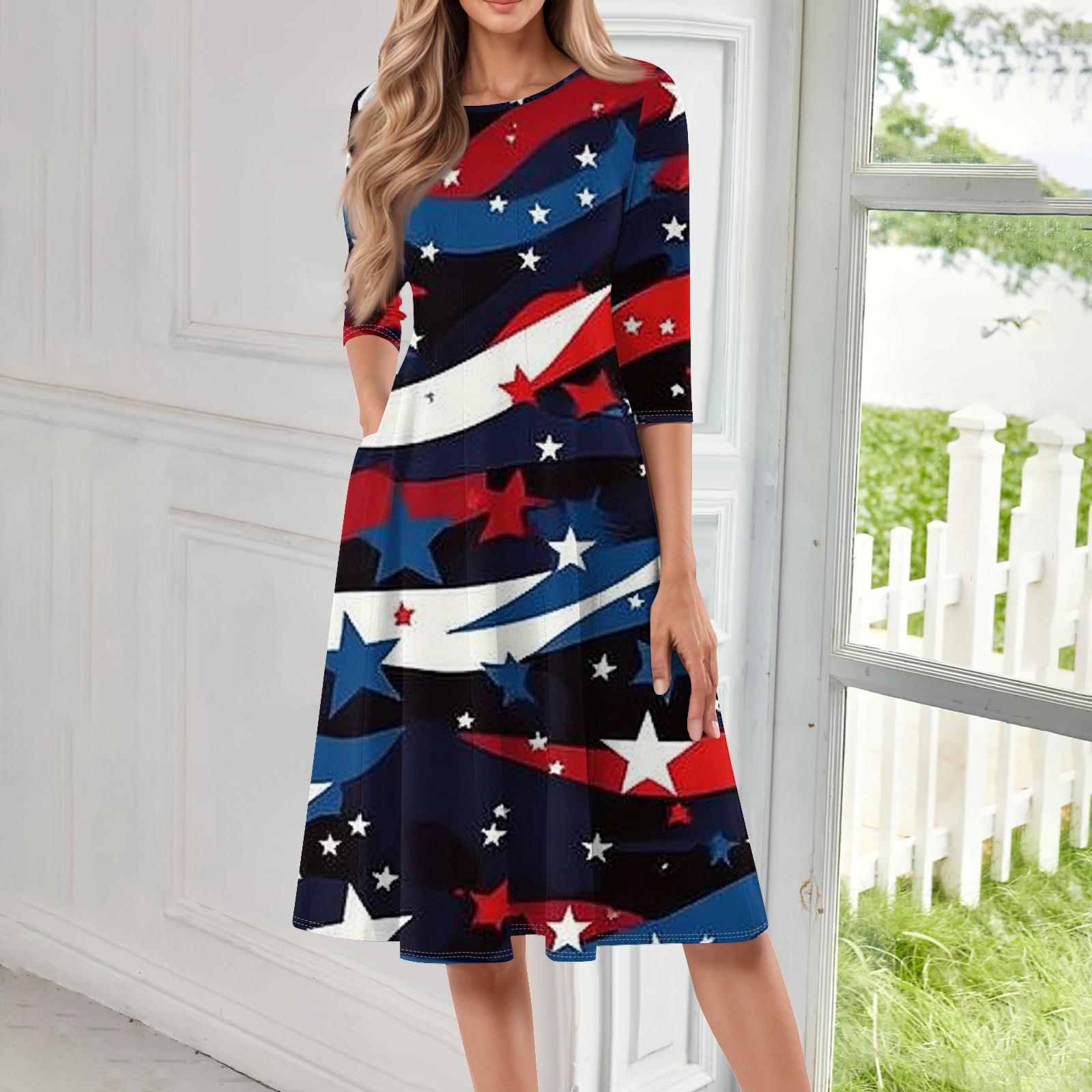 

Женское повседневное модное платье миди с круглым вырезом и рукавом три четверти XXL тёмно-синий