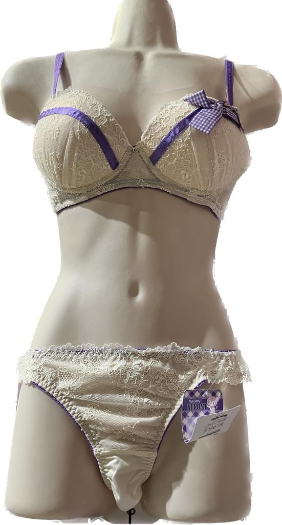 Kuromi Wireless Bra Shorts LL Size Ribbon Lace Bra Sanrio Women's