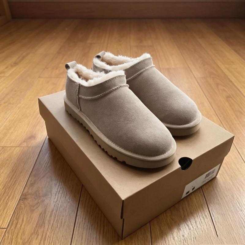 Womens Mini Snow Boots Low Cut Fur-Lined Leather Winter Warm Casual Flat Boot Short Shaft