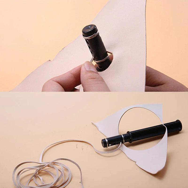 Fabricante de renda de couro, corte artesanal de couro, faça você mesmo, tira de couro giratória, cortador manual, ferramentas artesanais com 3 lâminas