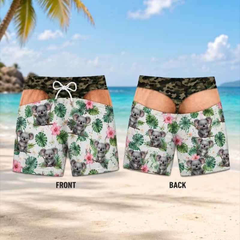 2026 New Funny Plus Size Beach Shorts Casual Summer Men 3D Print Fake Skin Vacation Beach Shorts Hawaii Travel Gift Men's Shorts