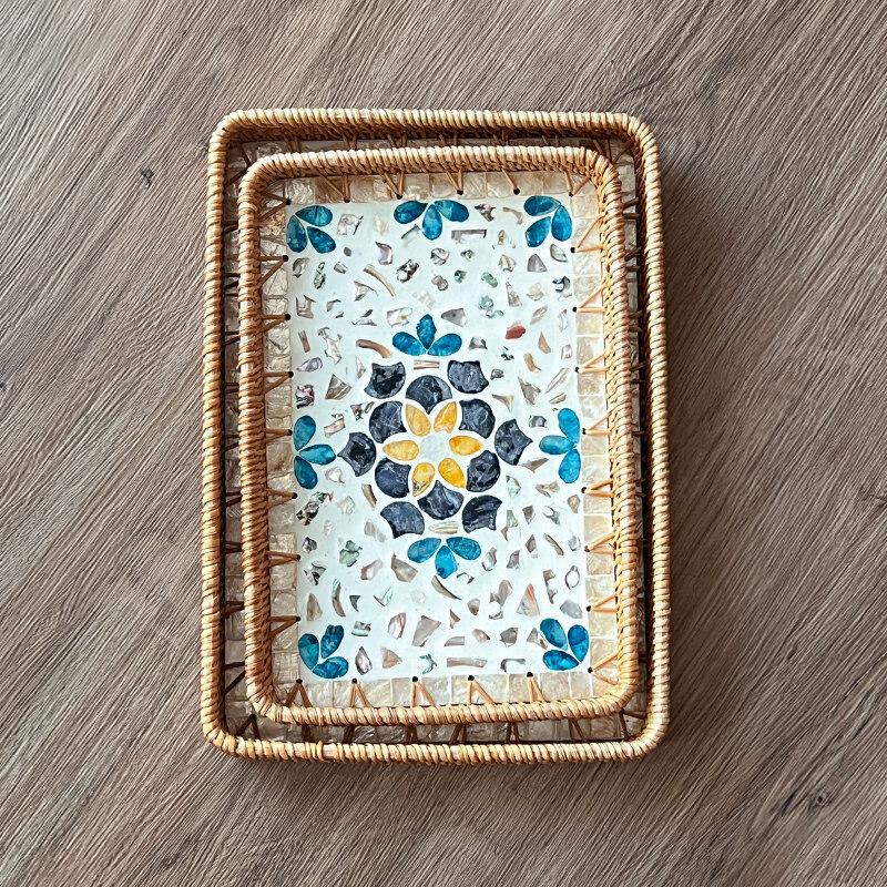 European Style Rice Husk Rectangular Storage Basket & Tray Set